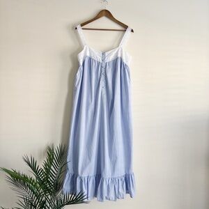Victoria's Secret Vintage Cotton Lace Prairie Dress Nightgown Medium Blue